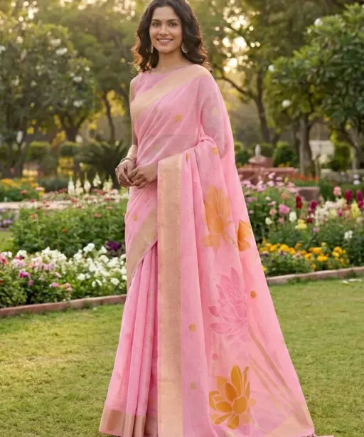 Ast Pankhudi Soft Linen Cotton Festival Saree Collection