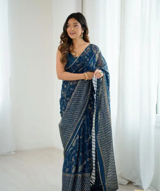 Bt 3149 Georgette Foil Printed Saree Collection