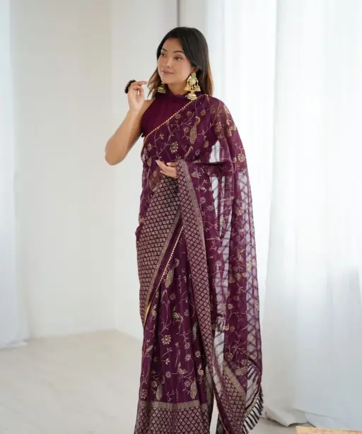 Bt 3149 Georgette Foil Printed Saree Collection