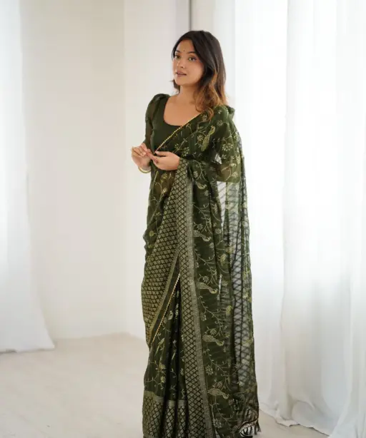 Bt 3149 Georgette Foil Printed Saree Collection