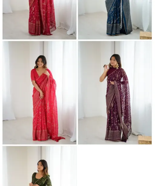 Bt 3149 Georgette Foil Printed Saree Collection