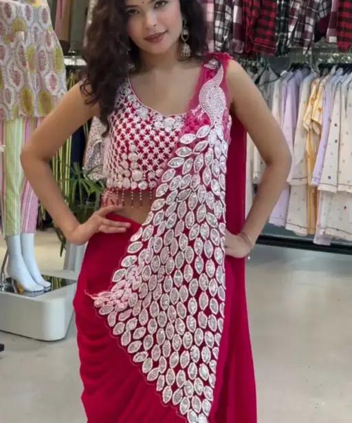 Bt 7141 Faux Georgette Ready to Wear Stylish Sareee