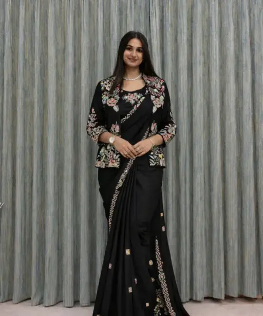 Bt 7142 Crep Satin Ready to Wear Saree with Koti Collection