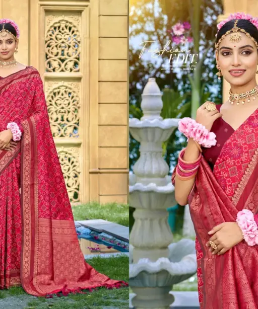 Bunawat Kantha Silk Sangam Prints Soft Silk Woven Worked Festive Saree Collection