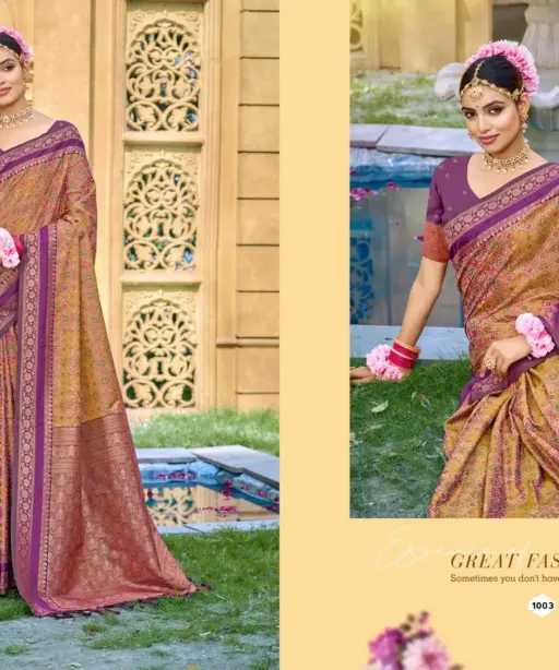 Bunawat Kantha Silk Sangam Prints Soft Silk Woven Worked Festive Saree Collection