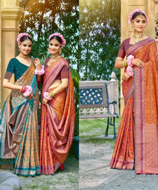 Bunawat Kantha Silk Sangam Prints Soft Silk Woven Worked Festive Saree Collection