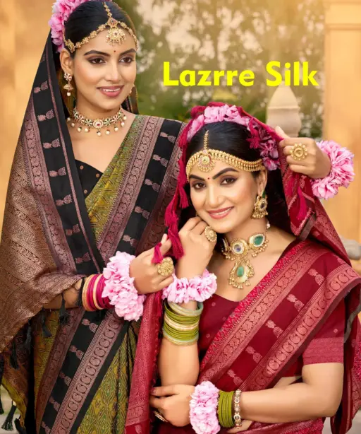 Bunawat Lazrre Silk Sangam Prints Soft Silk Woven Work Traditional Saree Collection