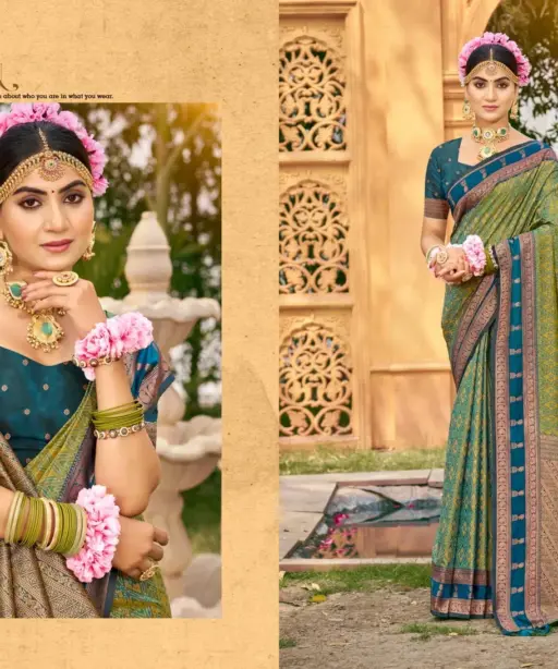 Bunawat Lazrre Silk Sangam Prints Soft Silk Woven Work Traditional Saree Collection