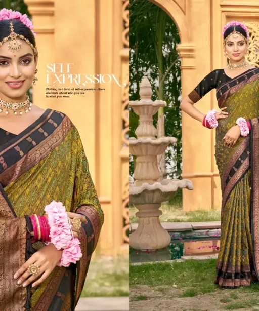 Bunawat Lazrre Silk Sangam Prints Soft Silk Woven Work Traditional Saree Collection