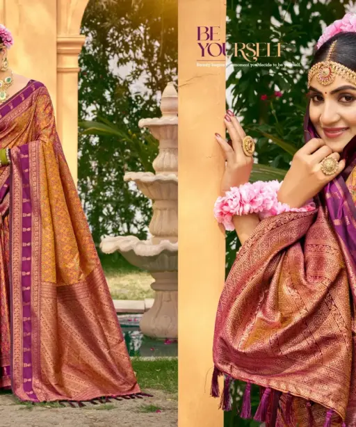 Bunawat Lazrre Silk Sangam Prints Soft Silk Woven Work Traditional Saree Collection