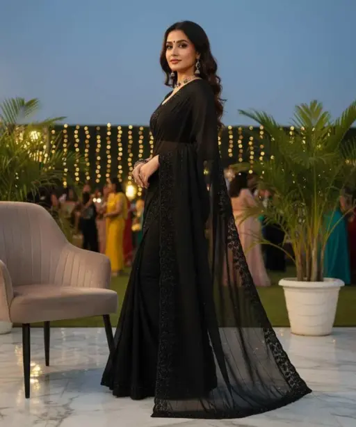Ds 730 Black Beeds Grand Party Wear Saree Collection