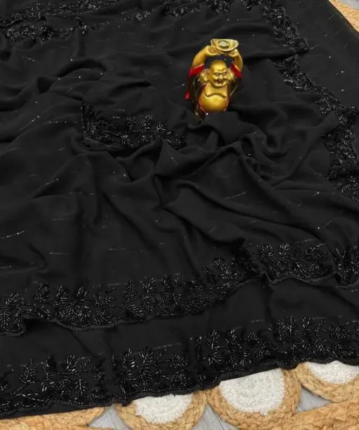 Ds 730 Black Beeds Grand Party Wear Saree Collection