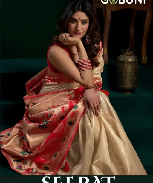 Gobuni Seerat Tissue Paithani with Lotus Zari Border Saree Collection