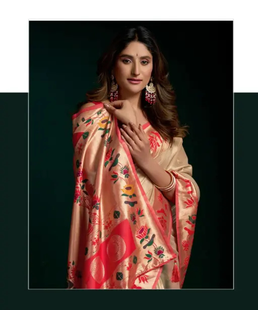 Gobuni Seerat Tissue Paithani with Lotus Zari Border Saree Collection