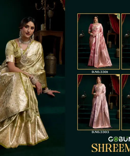 Gobuni Shreemati Satin Silk Fancy Pumpum Pallu Saree Collection