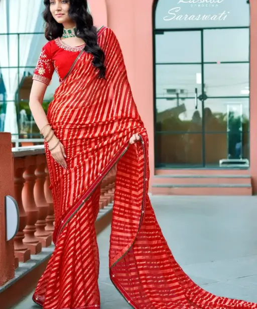 Kashvi Saraswati Dull Moss Brasso with Work Saree Collection
