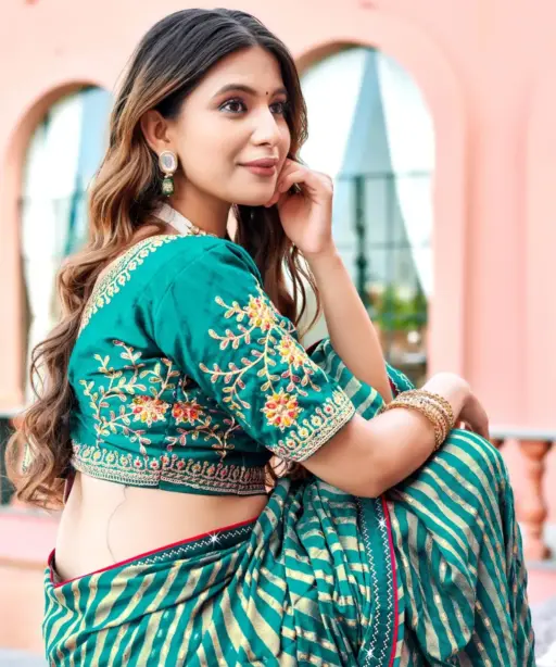 Kashvi Saraswati Dull Moss Brasso with Work Saree Collection