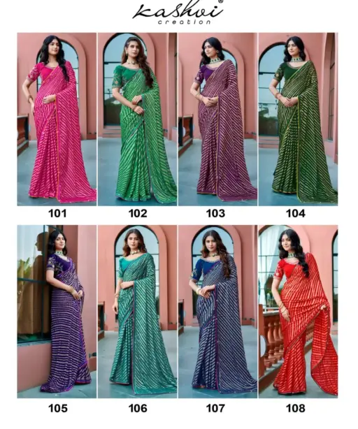 Kashvi Saraswati Dull Moss Brasso with Work Saree Collection