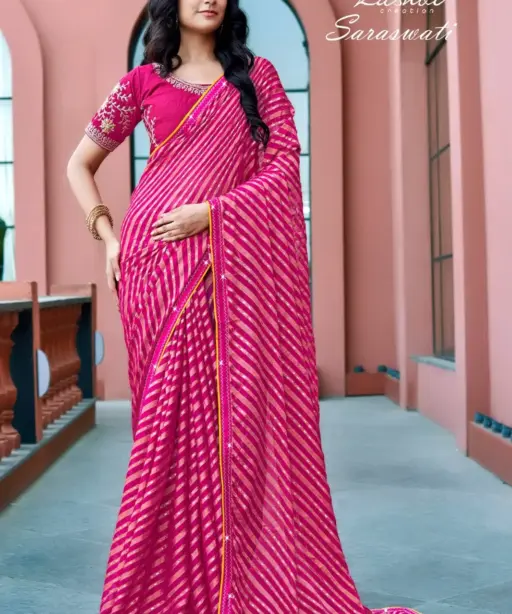 Kashvi Saraswati Dull Moss Brasso with Work Saree Collection