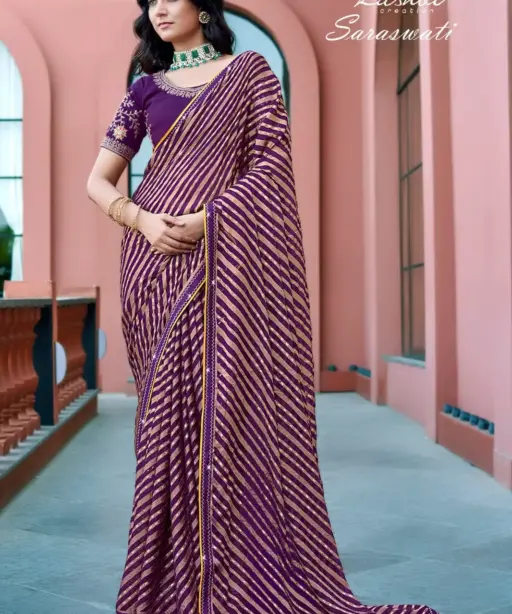 Kashvi Saraswati Dull Moss Brasso with Work Saree Collection