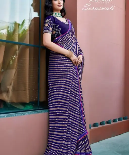 Kashvi Saraswati Dull Moss Brasso with Work Saree Collection