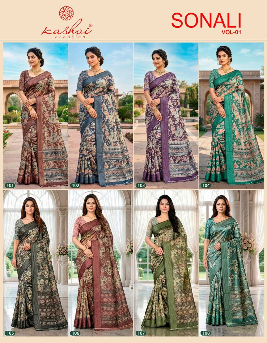 Kashvi Sonali Vol 1 Black Vichitra Casual Wear Saree Collection