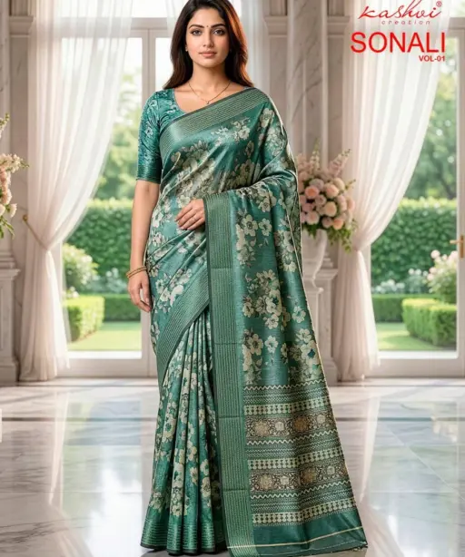 Kashvi Sonali Vol 1 Black Vichitra Casual Wear Saree Collection