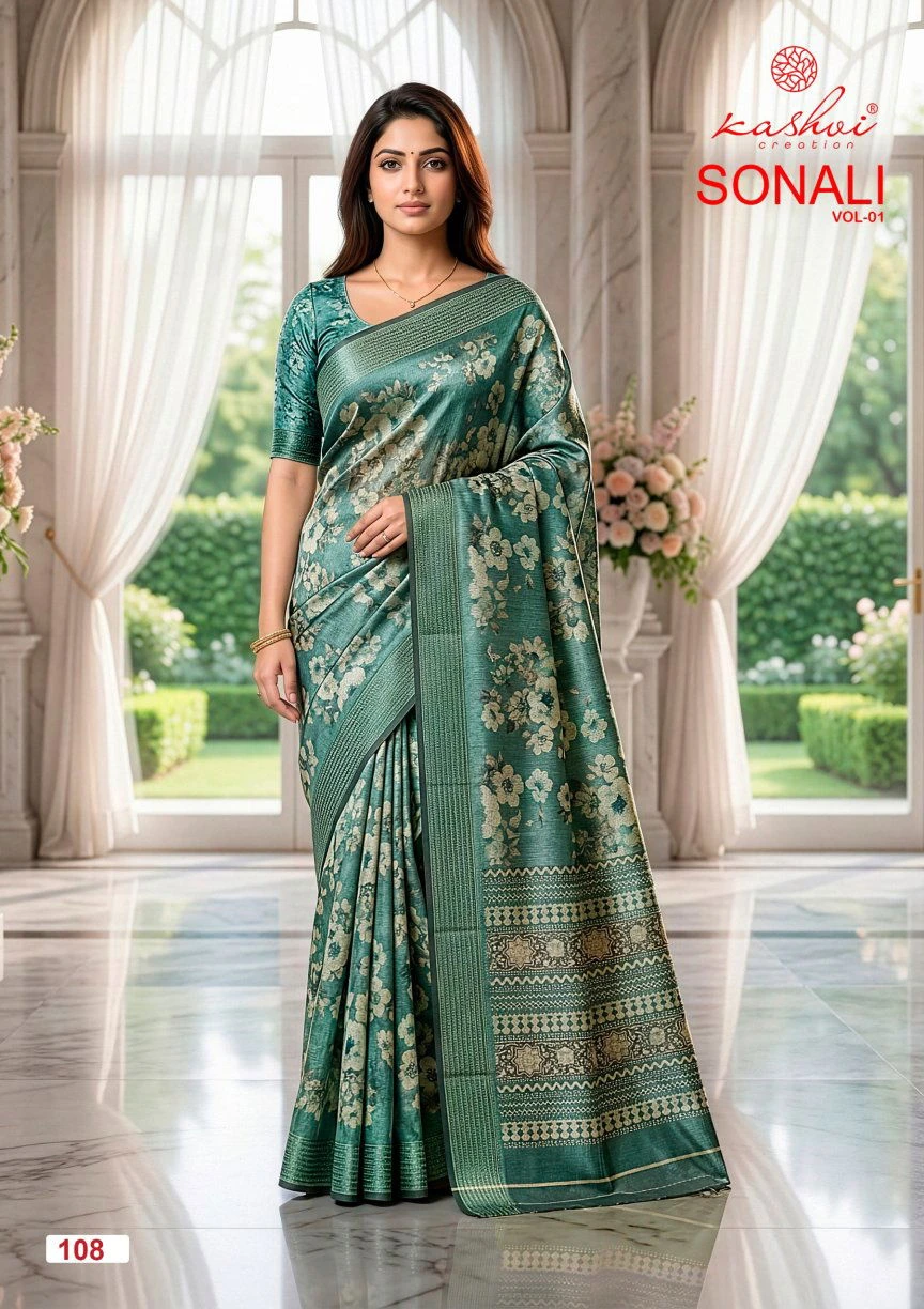 Kashvi Sonali Vol 1 Black Vichitra Casual Wear Saree Collection