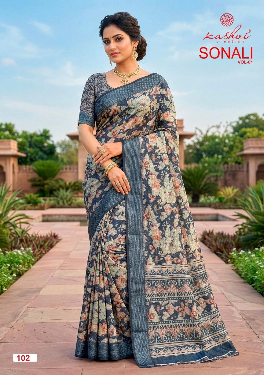 Kashvi Sonali Vol 1 Black Vichitra Casual Wear Saree Collection