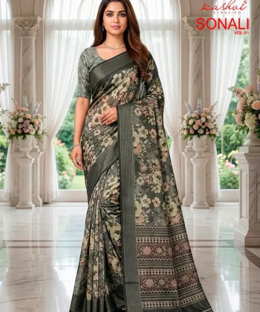 Kashvi Sonali Vol 1 Black Vichitra Casual Wear Saree Collection