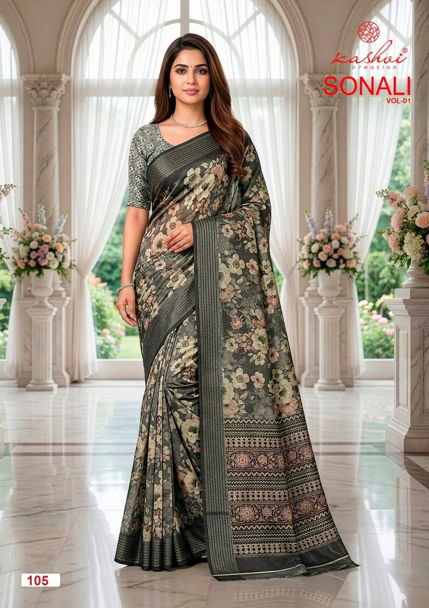 Kashvi Sonali Vol 1 Black Vichitra Casual Wear Saree Collection