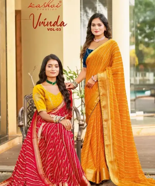 Kashvi Vrinda Vol 3 Marshmello with Zari Border Saree Collection