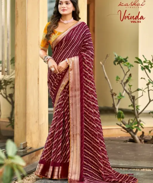 Kashvi Vrinda Vol 3 Marshmello with Zari Border Saree Collection