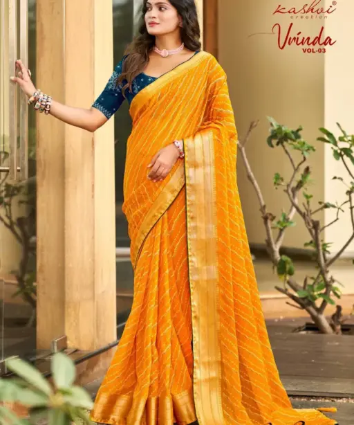 Kashvi Vrinda Vol 3 Marshmello with Zari Border Saree Collection