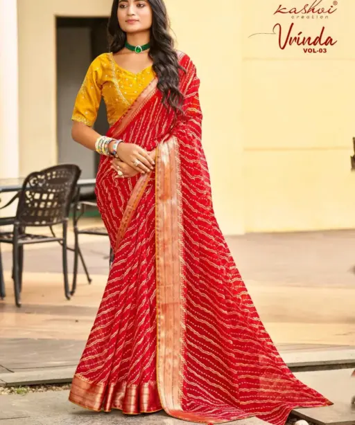 Kashvi Vrinda Vol 3 Marshmello with Zari Border Saree Collection