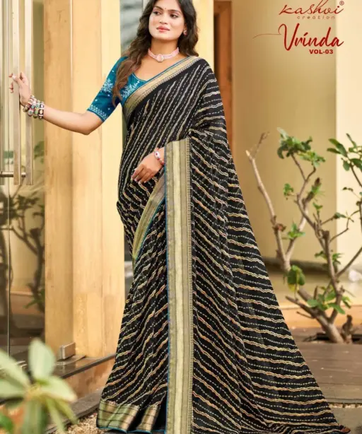 Kashvi Vrinda Vol 3 Marshmello with Zari Border Saree Collection