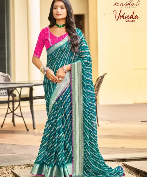 Kashvi Vrinda Vol 3 Marshmello with Zari Border Saree Collection