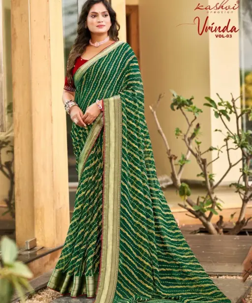 Kashvi Vrinda Vol 3 Marshmello with Zari Border Saree Collection