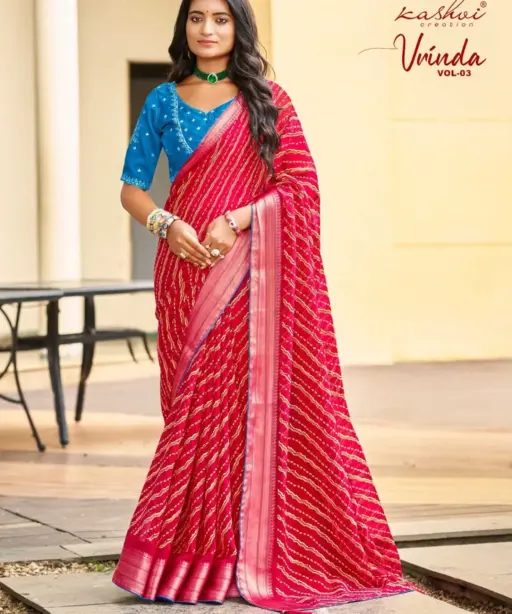 Kashvi Vrinda Vol 3 Marshmello with Zari Border Saree Collection