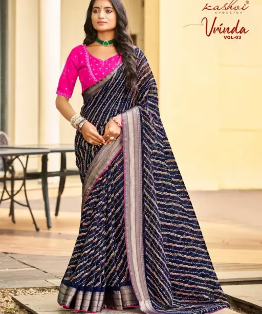 Kashvi Vrinda Vol 3 Marshmello with Zari Border Saree Collection