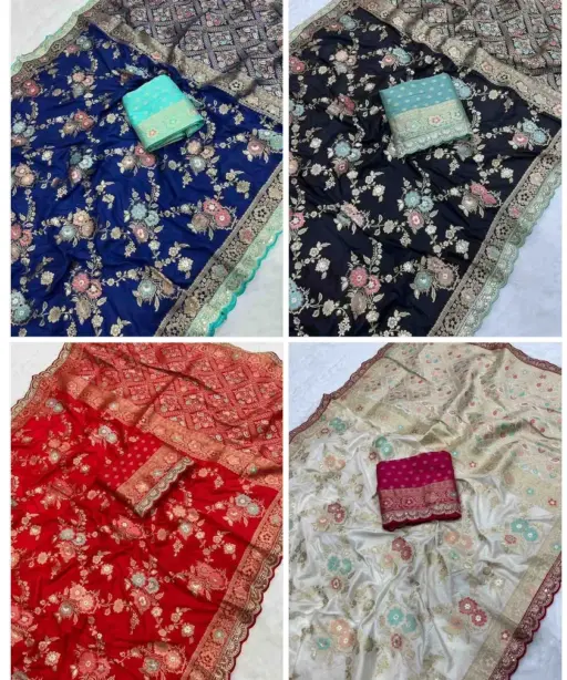 Kc 208 Soft Flowing Pure Dola Silk Wedding Wear Saree Collection