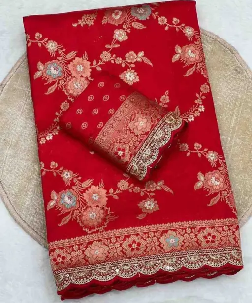 Kc 208 Soft Flowing Pure Dola Silk Wedding Wear Saree Collection