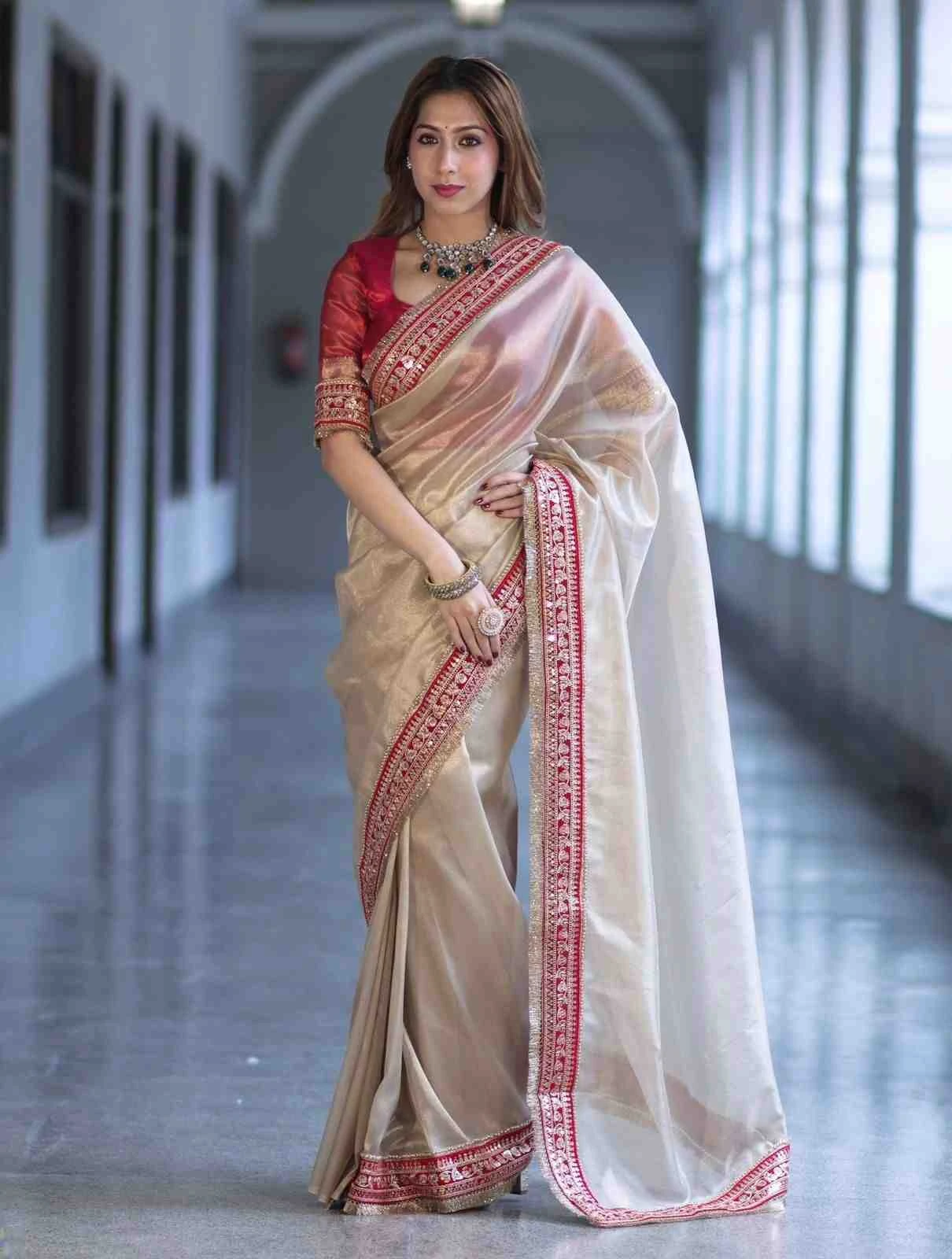 Kc 2083 Soft Twil Net Sequance Designer Saree