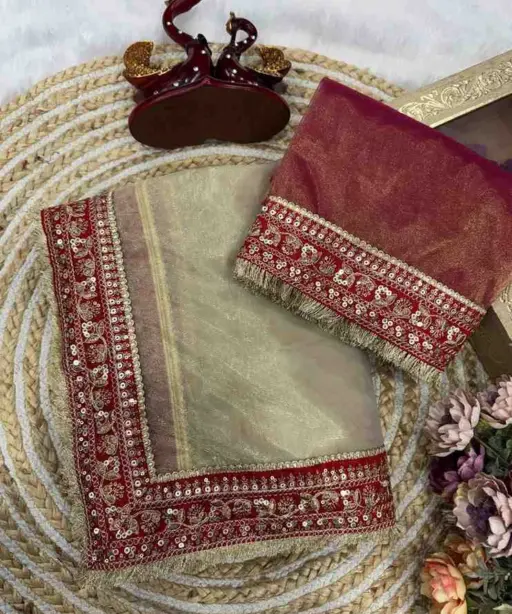 Kc 2083 Soft Twil Net Sequance Designer Saree