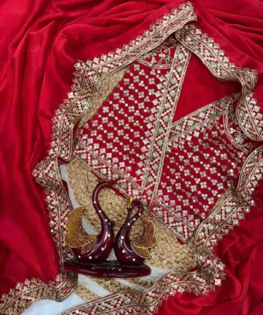 Kc 2084 Red Color Sequins Festival Special Saree