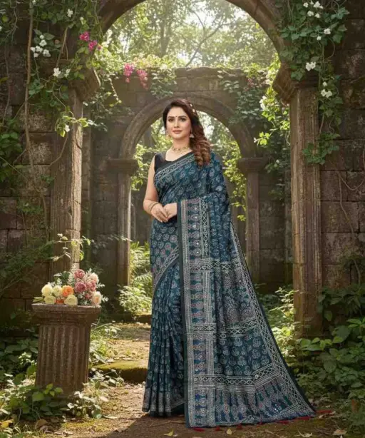 Kc 2087 Soft Crepe Silk Mirror Worked Beautiful Saree Collection