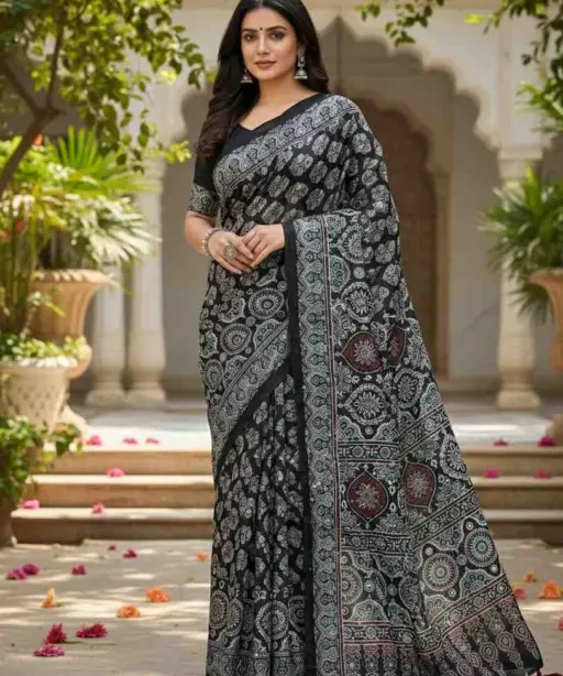 Kc 2087 Soft Crepe Silk Mirror Worked Beautiful Saree Collection