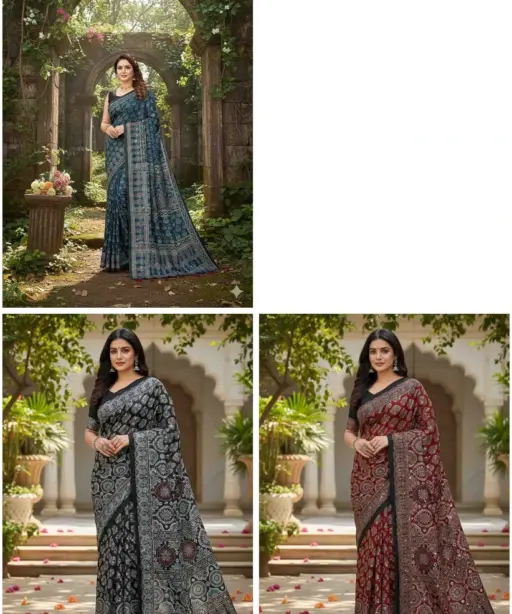 Kc 2087 Soft Crepe Silk Mirror Worked Beautiful Saree Collection