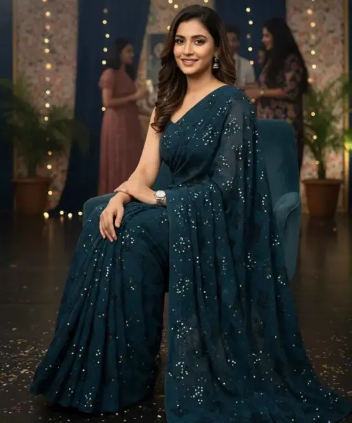 Kc 742 Georgette Sequence Designer Party Wear Saree