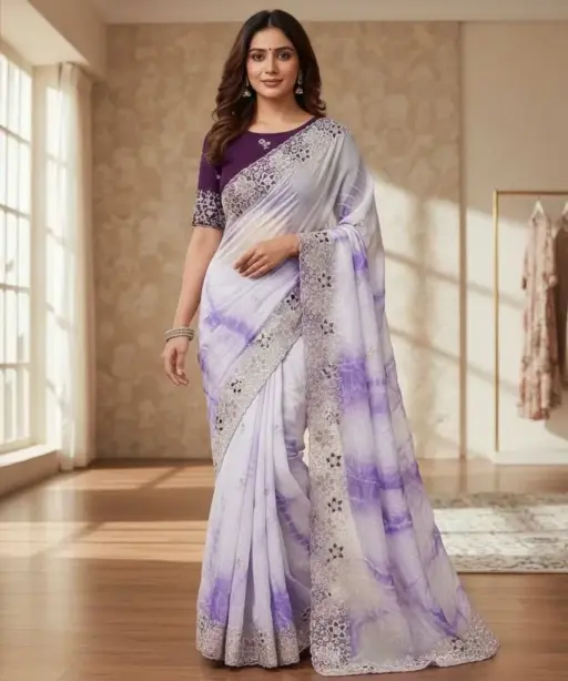 Kc 873 Premium Gold Crush Embroidery Saree Collection